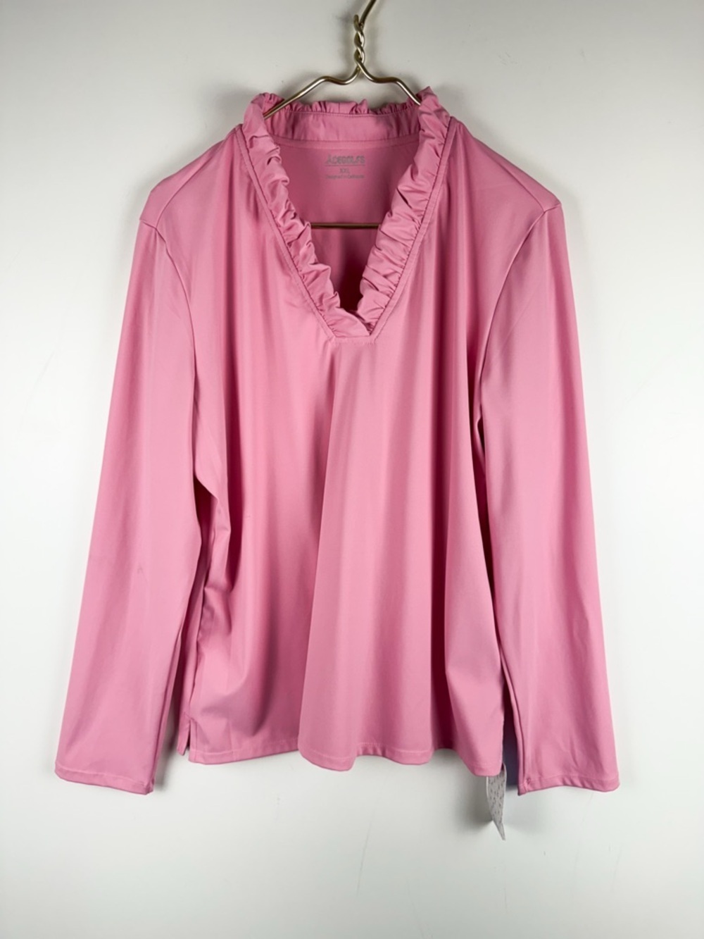 Cegolfs UPF 50+ Ruffle Neck Sweatshirt Sz XXL Preppy Tennis Pink Outdoor NEW